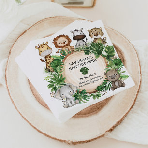 Serviette En Papier Cute Jungle Safari Animaux Tropical Greenery Baby