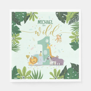 Serviette En Papier Cute Jungle Safari Animaux Wild Un Anniversaire Pa