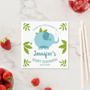 Serviette En Papier Cute Jungle Safari Blue Elephant Baby shower