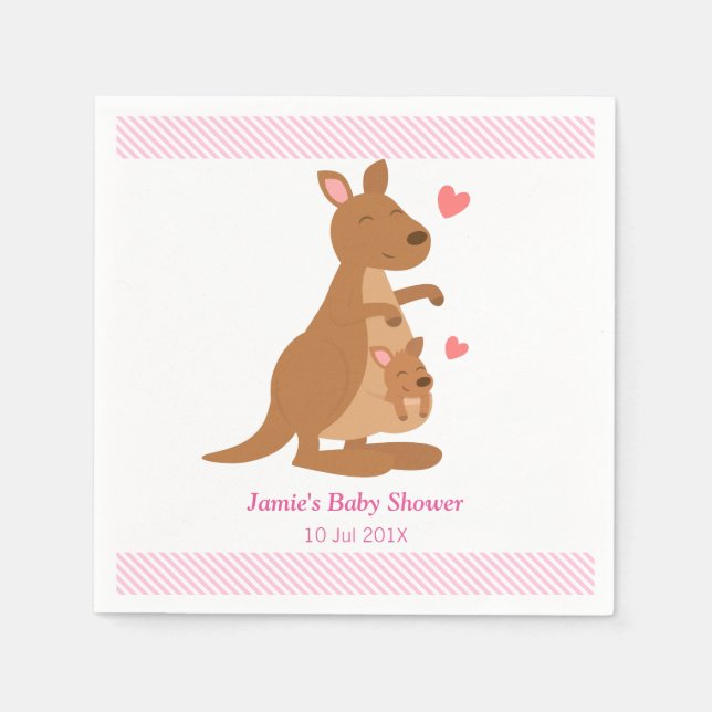 Serviette En Papier Cute Kangaroo Baby shower (Devant)