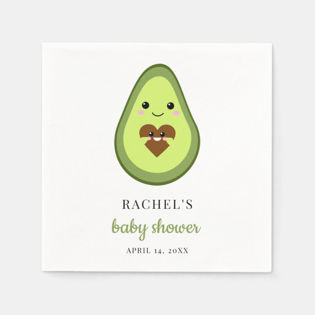 Serviette En Papier Cute Kawaii Avocado Baby shower enceinte Fiesta (Devant)
