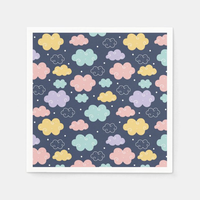 Serviette En Papier Cute Kawaii Cloud Motif Papier (Devant)