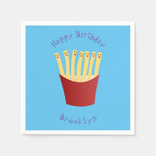 Serviette En Papier Cute kawaii frites fast food dessin animé (Devant)