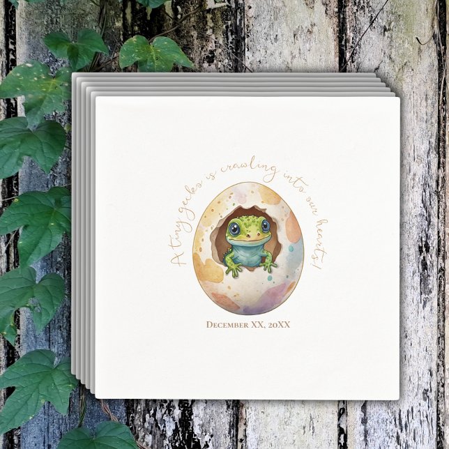 Serviette En Papier Cute Kawaii Gecko Lizard Baby shower d'oeufs (Créateur téléchargé)