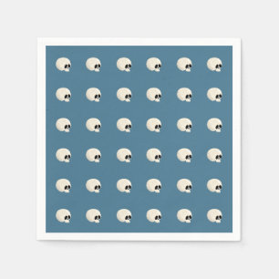 Serviette En Papier Cute Kawaii Halloween Crâne Pois bleu pâle