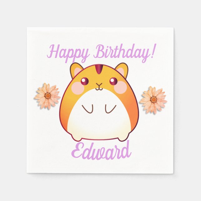 Serviette En Papier Cute Kawaii Hamster personnalisé (Devant)