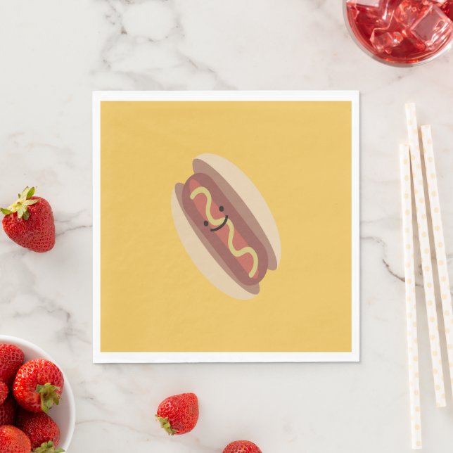 Serviette En Papier Cute Kawaii Hot Dog (En situation)
