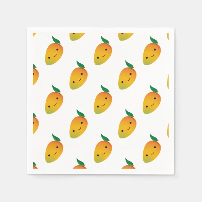 Serviette En Papier Cute Kawaii Mango souriant (Devant)