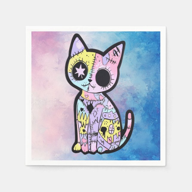 Serviette En Papier Cute Kawaii Pastel Goth Patchwork Gothique Déplais (Devant)