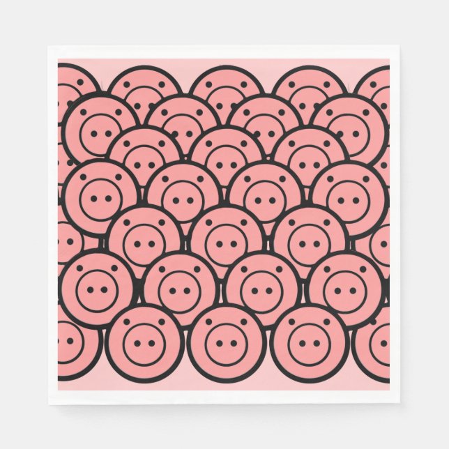 Serviette En Papier Cute Kawaii Pink Piglets & Piglets Motif Vector Ar (Devant)
