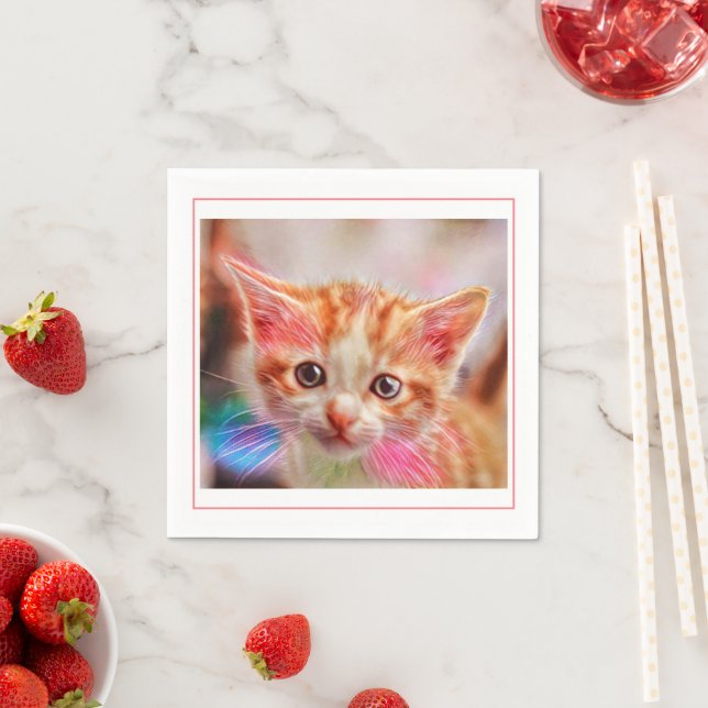 Serviette En Papier Cute Kitten Face Ginger Chat (En situation)