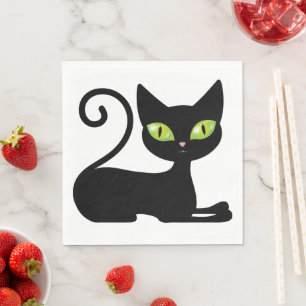 Serviette En Papier Cute Kitten Kitty Halloween Chat noir serviettes