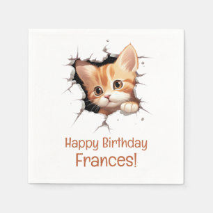 Serviette En Papier Cute Kitten Pékin Joyeux Anniversaire