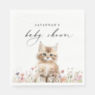 Serviette En Papier Cute Kitten   Spring Floral Cat Thème Baby shower