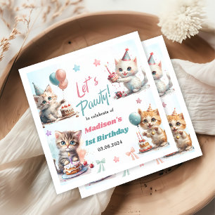 Serviette En Papier Cute Kitty Chat 1er fête d'anniversaire