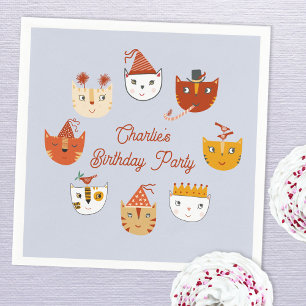 Serviette En Papier Cute Kitty Chat Personnalisé Anniversaire