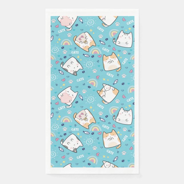 Serviette En Papier Cute Kitty Chats Motif Whimsical (Devant)