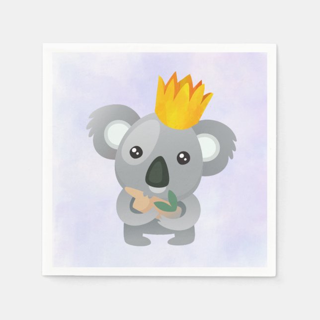 Serviette En Papier Cute Koala dans une couronne d'or (Devant)