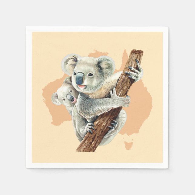 Serviette En Papier Cute Koala Maman et bébé (Devant)