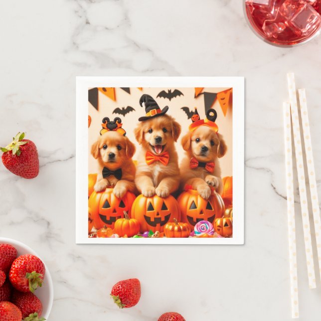 Serviette En Papier Cute labrador puppies halloween (En situation)