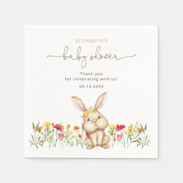 Serviette En Papier Cute lapin lapin Baby shower serviettes (Devant)