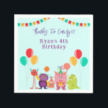 Serviette En Papier Cute lil monster cartoon fun birthday party<br><div class="desc">Our personalized monster-themed kids birthday products are the perfect addition to any monster birthday celebration! These cute and cartoonish designs will bring a fun and playful atmosphere to any party. From personalized invitations to party favors, we have everything you need to make your child's birthday a memorable one. Our products...</div>