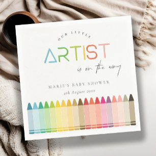 Serviette En Papier Cute Little Artist Crayon Fun Rainbow Baby shower