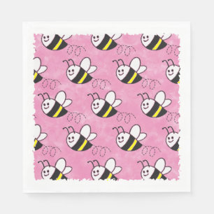Serviette En Papier Cute Little Bee Motif Baby shower aquarelle