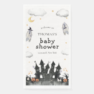 Serviette En Papier Cute Little Boo Ghost House Baby shower Bienvenue