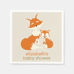 Serviette En Papier Cute Little Fox et maman Baby shower papier servie