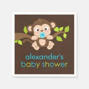 Serviette En Papier Cute Little Monkey Boy Baby shower Papier
