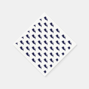 Serviette En Papier Cute Little Navy Motif de baleine bleue sur blanc