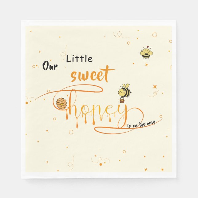 Serviette En Papier Cute Little Sweet Dripping Honey Baby Shower (Devant)