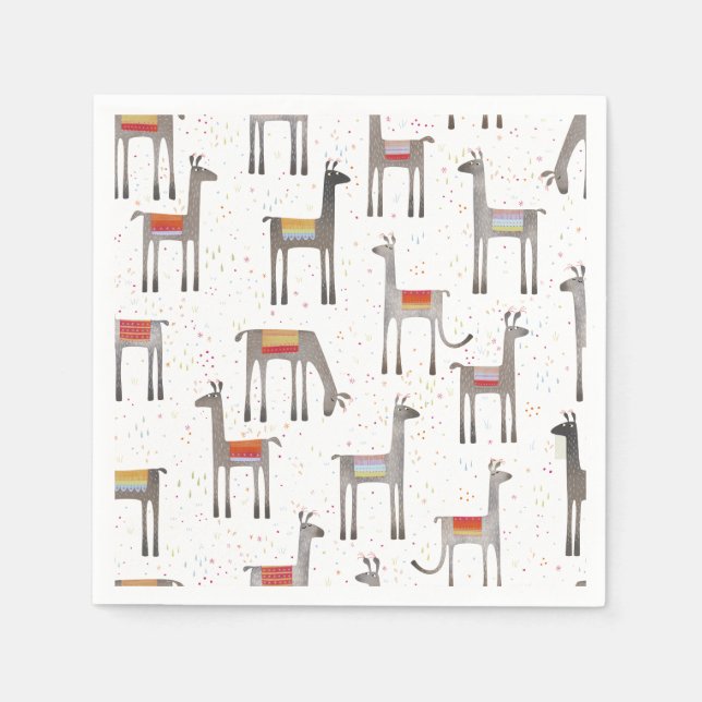 Serviette En Papier Cute Llama Alpaca (Devant)