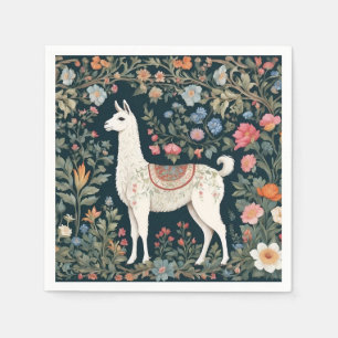 Serviette En Papier Cute Llama Élégant Floral