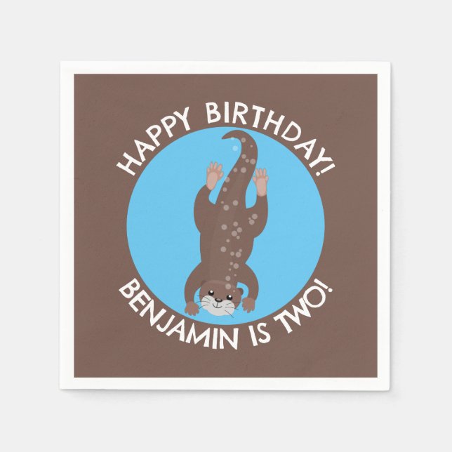 Serviette En Papier Cute loutre plongée personnalisées dessin animé an (Devant)