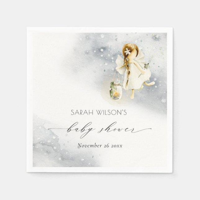 Serviette En Papier Cute Magique Aquarelle étoilée Baby shower de fée (Devant)