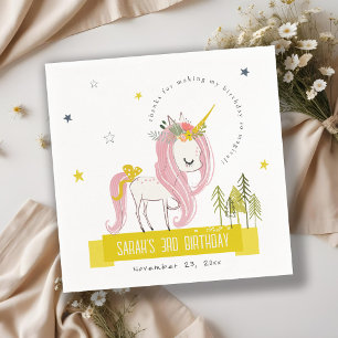 Serviette En Papier Cute Magique Unicorn rose Jaune Anniversaire de en