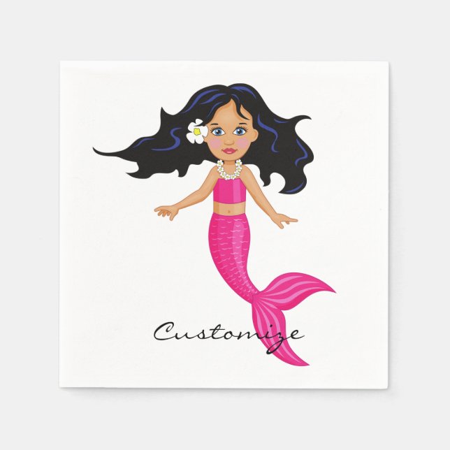 Serviette En Papier Cute Mermaid à queue rose Thunder_Cove (Devant)