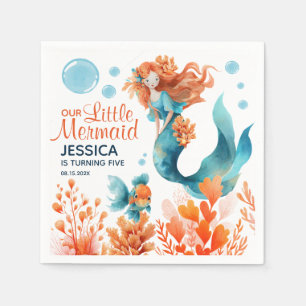 Serviette En Papier Cute Mermaid Aquarelle Fille Enfants Fête d'Annive