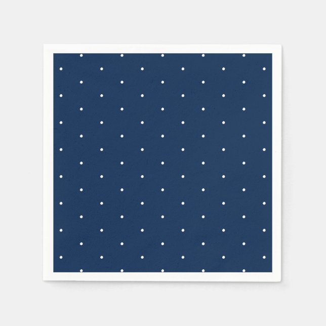 Serviette En Papier Cute minuscule marine pois bleu blanc motif (Devant)