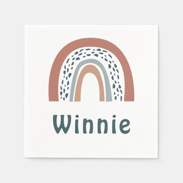 Serviette En Papier Cute Moderne Boho Neutral Arc-en-ciel (Devant)