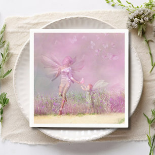 Serviette En Papier Cute Moderne Fées Papillons Rose Girls