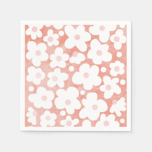 Serviette En Papier Cute Moderne Retro Rose Daisy Floral