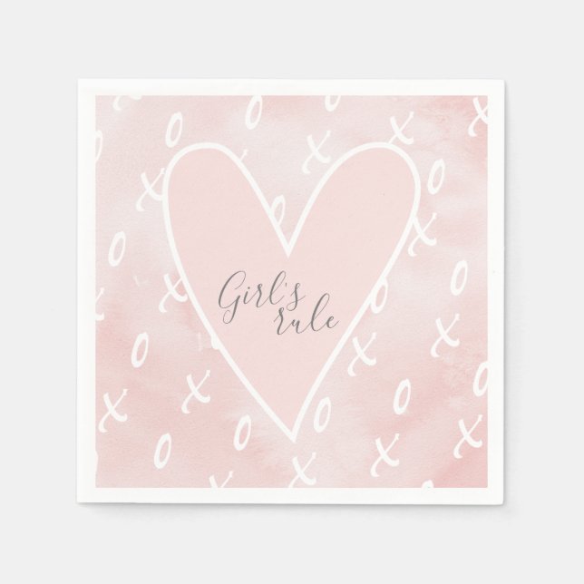 Serviette En Papier Cute Moderne Rose Valentines Jour Amour Fille (Devant)