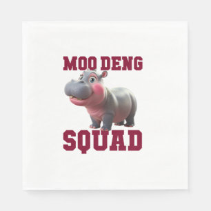 Serviette En Papier Cute MOO DENG SQUAD Baby Hippo Team Cheer Girls Te