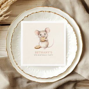 Serviette En Papier Cute Mouse and Cookies 5e anniversaire