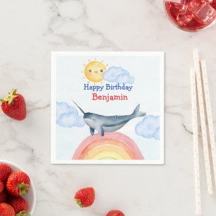 Serviette En Papier Cute narval poisson licorne Anniversaire