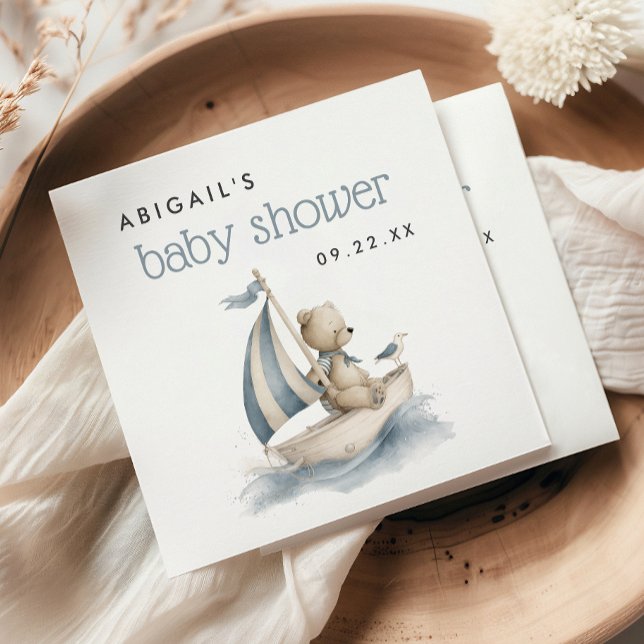Serviette En Papier Cute Nautical Teddy Bear Boys Baby Shower (Créateur téléchargé)