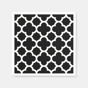 Serviette En Papier Cute Noir Blanc Rétro Chic Trellis Motif